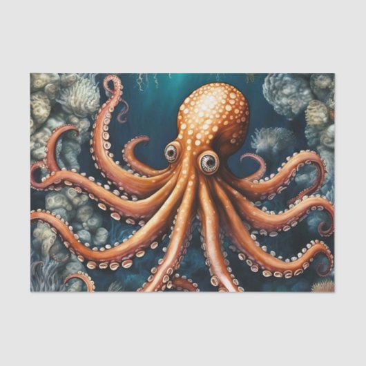 Octopus Deep Blue Seidenpapier (Vorderseite)
