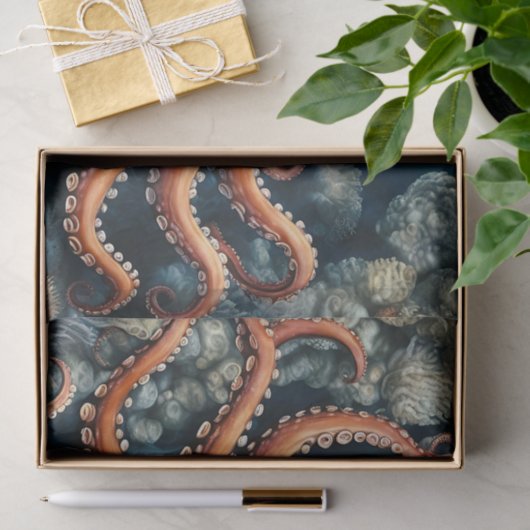 Octopus Deep Blue Seidenpapier (Geschenk)