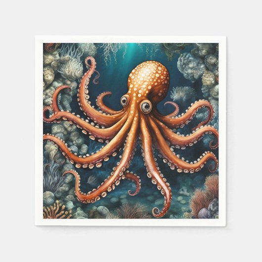 Octopus Deep Blue Serviette (Vorderseite)