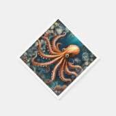 Octopus Deep Blue Serviette (Ecke)