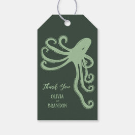Octopus Deep Sea Modern Wedding, Green Geschenkanhänger