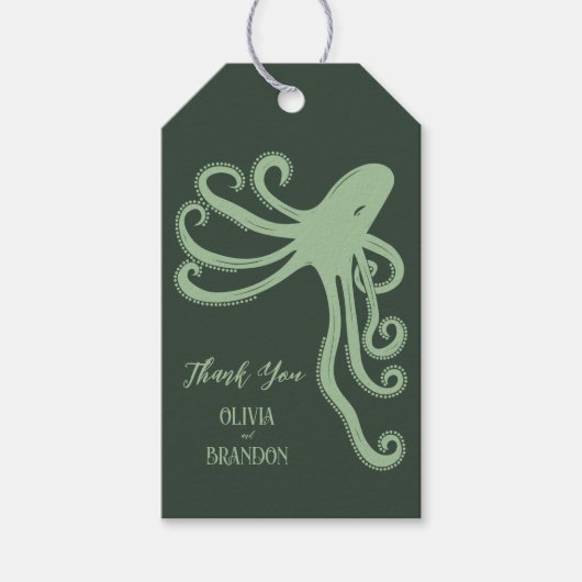 Octopus Deep Sea Modern Wedding, Green Geschenkanhänger (Vorderseite)