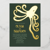 Octopus Deep Sea Stilisierte moderne Hochzeit Folieneinladung (Vorderseite)