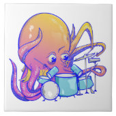 Octopus Drummer Fliese (Vorderseite)