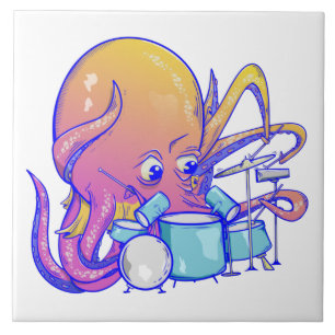 Octopus Drummer Fliese