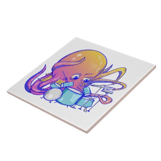 Octopus Drummer Fliese (Seite)