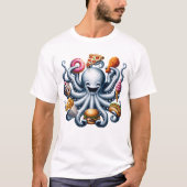 Octopus Fast Food Ice Cream Donut Französischer Po T-Shirt (Vorderseite)