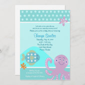 Octopus & Fish Ocean 12x18 Baby Dusche Einladung (Vorne/Hinten)