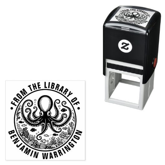 Octopus Fish Seashells Coral Library Name Permastempel (Beispiel)