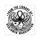 Octopus Fish Seashells Coral Library Name Permastempel (Design)