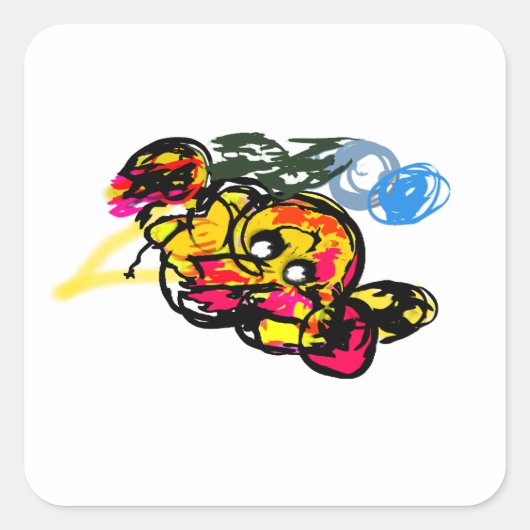 Octopus fun quadratischer aufkleber (Vorderseite)