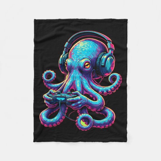 Octopus Gaming Animal Video Games Funny Octopus Fleecedecke (Vorderseite)