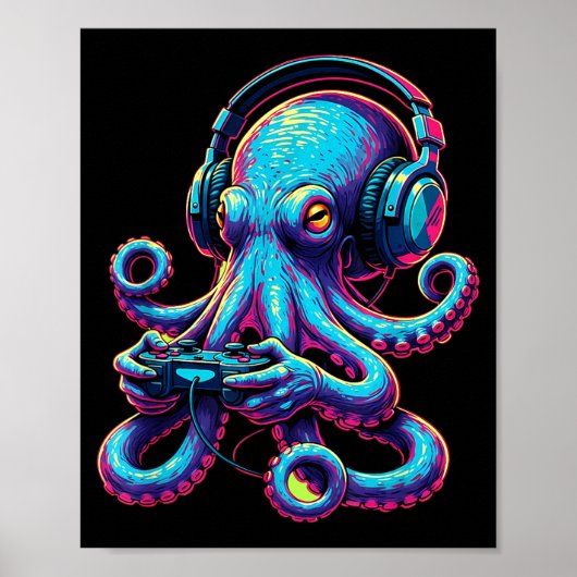 Octopus Gaming Animal Video Games Funny Octopus  Poster (Vorne)
