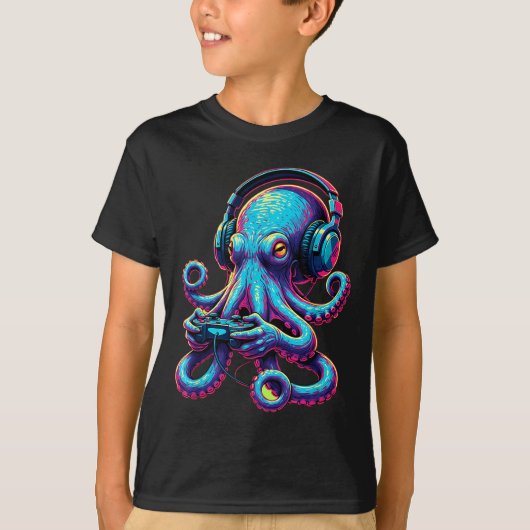 Octopus Gaming Animal Video Games Funny Octopus  T-Shirt (Vorderseite)