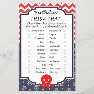 Octopus Geburtstag dieses oder jenes Spiel