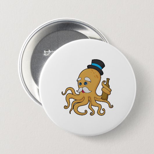 Octopus Gentleman Hat Button (Vorne & Hinten)