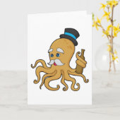 Octopus Gentleman Hat Karte (Gelbe Blume)