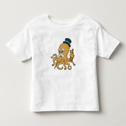 Octopus Gentleman Hat Kleinkind T-shirt (Vorderseite)