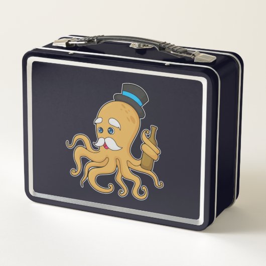 Octopus Gentleman Hat Metall Brotdose (Rückseite)