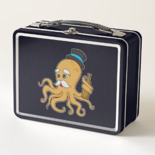 Octopus Gentleman Hat Metall Brotdose