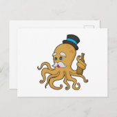 Octopus Gentleman Hat Postkarte (Vorne/Hinten)