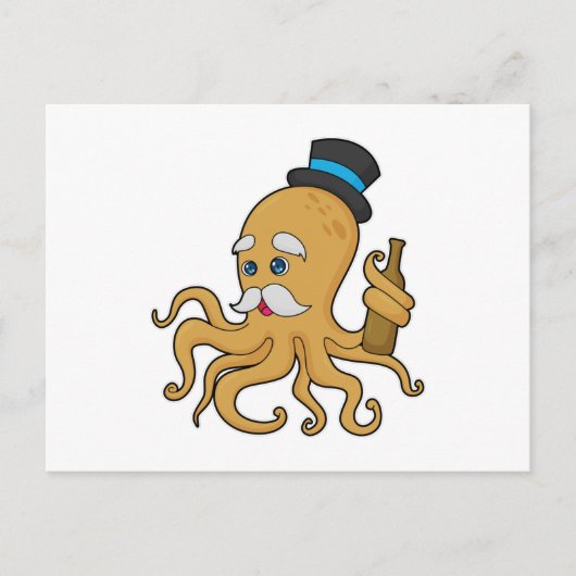 Octopus Gentleman Hat Postkarte (Vorderseite)