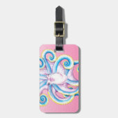 Octopus Gestalttes Glas Rosa Gepäckanhänger (Vorderseite vertikal)