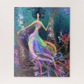 Octopus Girl - Kunst Zeichnend - Abstrakte Ozeanfr Puzzle (Vertikal)