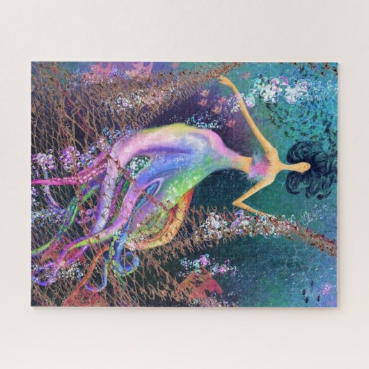 Octopus Girl - Kunst Zeichnend - Abstrakte Ozeanfr Puzzle (Horizontal)