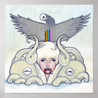 Octopus Girl Print Poster