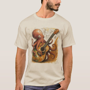 Octopus Gitarre spielen Vintage Musik Kunst T-Shirt