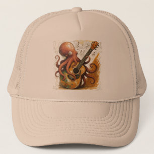 Octopus Gitarre spielen Vintage Musik Kunst Truckerkappe