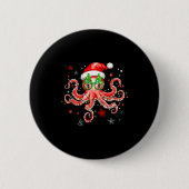 Octopus Gles Santa Hat Christmas Light Ocean Anima Button (Vorderseite)