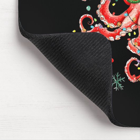 Octopus Gles Santa Hat Christmas Light Ocean Anima Mousepad (Ecke)