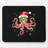 Octopus Gles Santa Hat Christmas Light Ocean Anima Mousepad (Vorne)