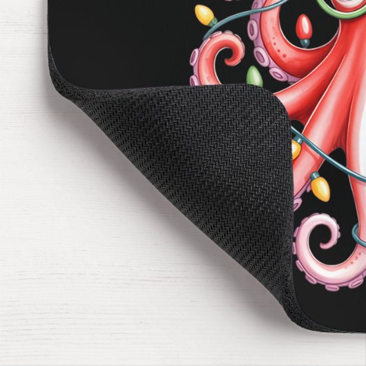 Octopus Gles Santa Hat Christmas Light Ocean Anima Mousepad (Ecke)