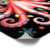 Octopus Gles Santa Hat Christmas Light Ocean Anima Poster (Ecke)