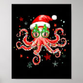 Octopus Gles Santa Hat Christmas Light Ocean Anima Poster (Vorne)