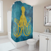 Octopus Gold Leopard Skin Print | Aquamarin Aqua B Duschvorhang (Beispiel)