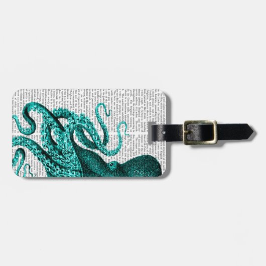 Octopus Green Half Gepäckanhänger (Vorderseite horizontal)