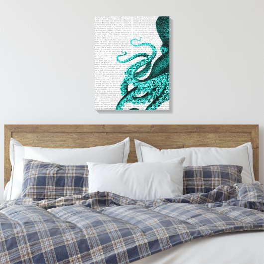 Octopus Green Half Leinwanddruck (Insitu (Schlafzimmer))