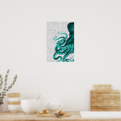Octopus Green Half Poster (Küche)
