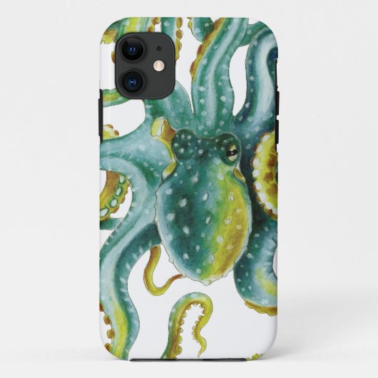 Octopus Grüne Wasserfarben Kunst Case-Mate iPhone Hülle (Rückseite)