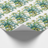 Octopus Grüne Wasserfarben Kunst Geschenkpapier (Ecke)