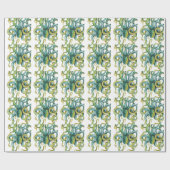 Octopus Grüne Wasserfarben Kunst Geschenkpapier (Flach)