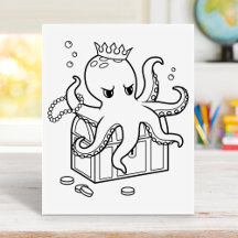 Octopus Guarding Schatztruhe Brustfärbungsseite