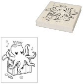 Octopus Guarding Schatztruhe Brustfärbungsseite Gummistempel (Stempel)