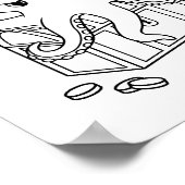 Octopus Guarding Schatztruhe Brustfärbungsseite Poster (Ecke)