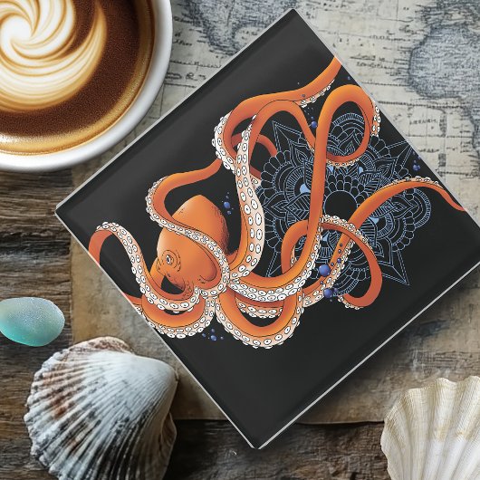 Octopus Henna Glasuntersetzer