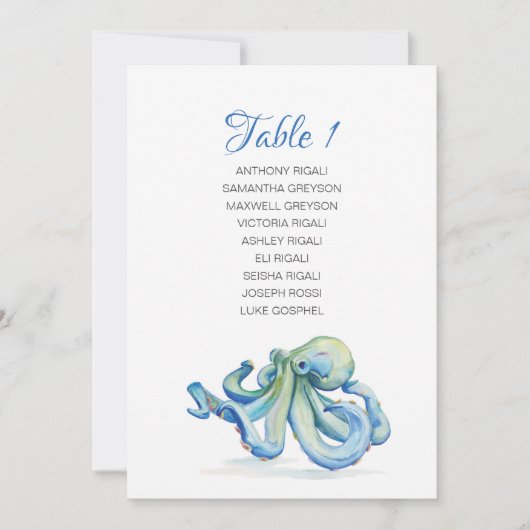 Octopus-Hochzeitstisch für Wasserfarben Einladung (Vorderseite)